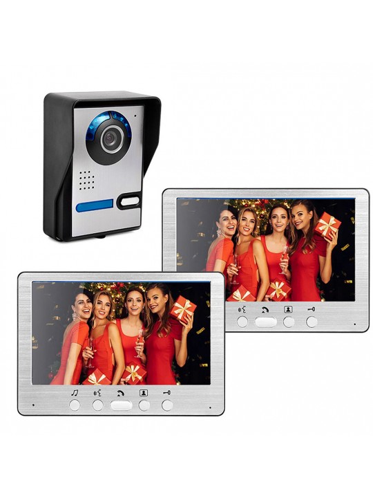 7inch Video Doorbell Camera with Monitor Hands-free Intercom IR Night Vision IP55 Waterproof Built-in 16 Chord Sounds Video Door