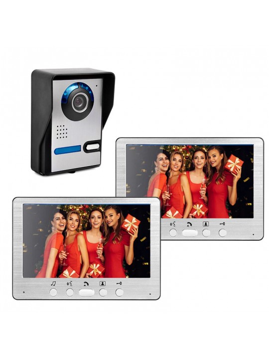 7inch Video Doorbell Camera with Monitor Hands-free Intercom IR Night Vision IP55 Waterproof Built-in 16 Chord Sounds Video Door