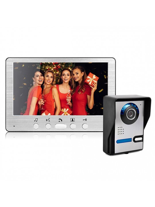 7inch Video Doorbell Camera with Monitor Hands-free Intercom IR Night Vision IP55 Waterproof Built-in 16 Chord Sounds Video Door