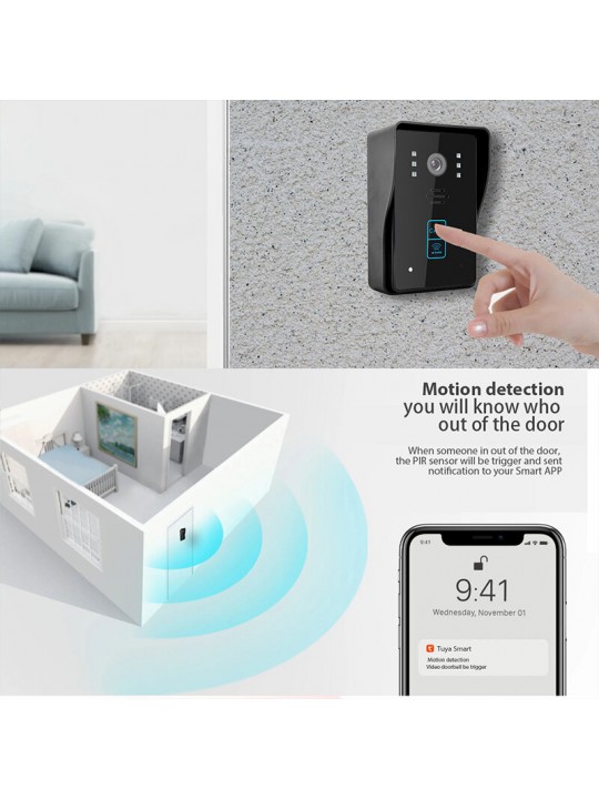 European Standard Tuya Smart WiFi Video Doorbell APP Wireless Remote Phone Call 1080P Camera Motion Detection Night Vision with 