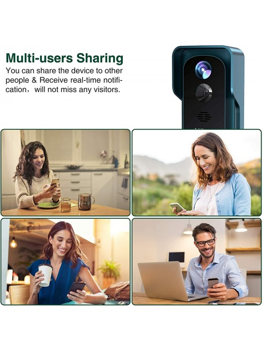 MECO ELE Video Doorbell Wireless 1080P Wireless Doorbell Camera with Free Chime WiFi Smart Doorbell Night Vision IP65 Waterproof
