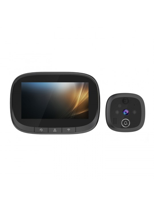 ESCAM C83 Wireless Doorbell 4.3inch WIFI IP Door Viewer HD Night Vision 120° can Take Photo and Video PIR Motion Detection Two W