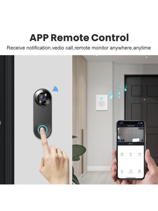 W3 720P WiFi Video Doorbell Intelligent IR Night Vision Two-way Audio Remote Phone Monitoring Motion Detection Alarm Support Mem