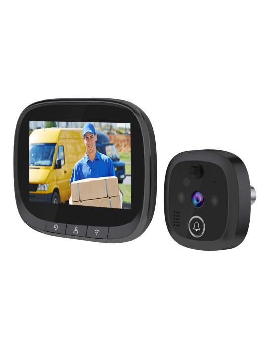 ESCAM C83 Wireless Doorbell 4.3inch WIFI IP Door Viewer HD Night Vision 120° can Take Photo and Video PIR Motion Detection Two W