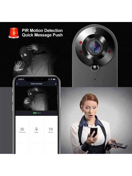 W3 720P WiFi Video Doorbell Intelligent IR Night Vision Two-way Audio Remote Phone Monitoring Motion Detection Alarm Support Mem