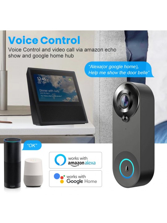 W3 720P WiFi Video Doorbell Intelligent IR Night Vision Two-way Audio Remote Phone Monitoring Motion Detection Alarm Support Mem