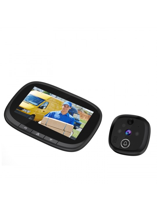 ESCAM C83 Wireless Doorbell 4.3inch WIFI IP Door Viewer HD Night Vision 120° can Take Photo and Video PIR Motion Detection Two W