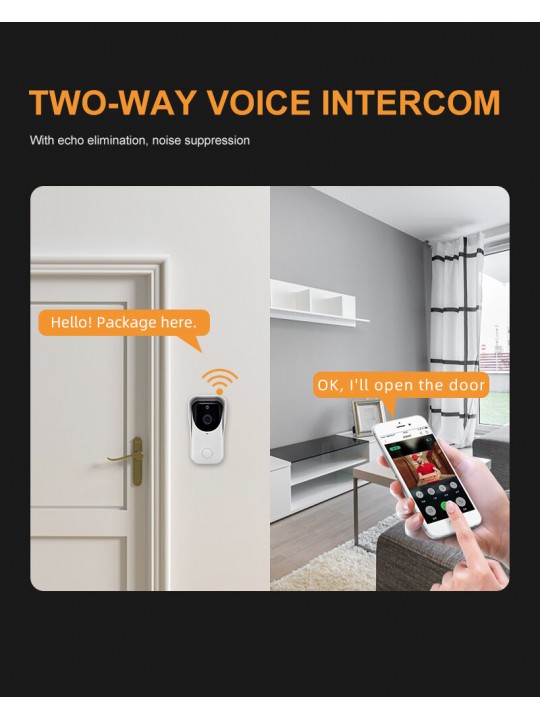 PRIPASO D5 Tuya 1080P 2MP WiFi Wireless Video Doorbell Camera IP65 Waterproof Security Surveillance with Infrared Night Vision I