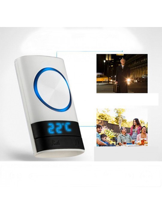 Smart Wireless Doorbell 45 Songs Polyphonic Ringtones &amp; 200m Transmission - US Plug