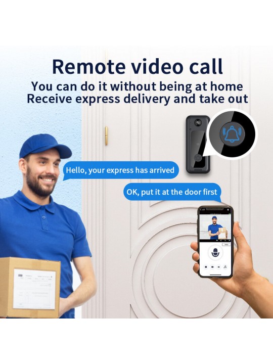 1080P HD Wireless Doorbell Intelligent IR Night Vision 125° Wide Angle Remote APP Viewing Intercom Energy-saving Outdoor Securit
