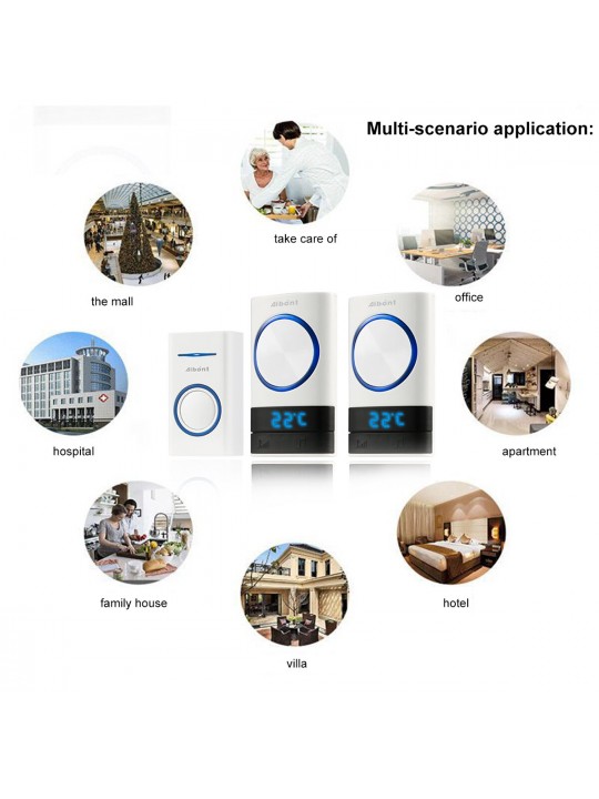 Smart Wireless Doorbell 45 Songs Polyphonic Ringtones &amp; 200m Transmission - US Plug