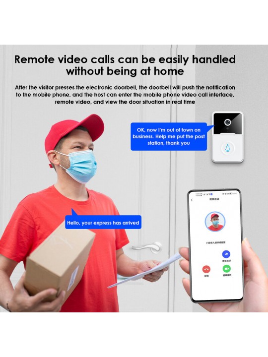 X3pro Smart WiFi Video Doorbell Night Vision Two-way Audio APP Control Remote Phone Push Notifications Home Security Monitor Doo