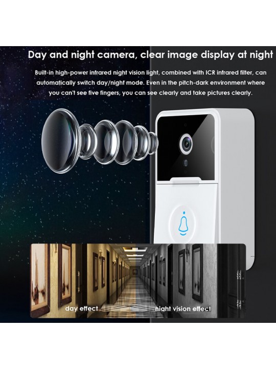 X3pro Smart WiFi Video Doorbell Night Vision Two-way Audio APP Control Remote Phone Push Notifications Home Security Monitor Doo
