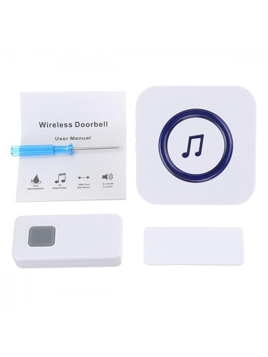300M Waterproof Wireless Doorbell 55 Songs Chime LED Flash EU/US/UK/AU Plug - US Plug